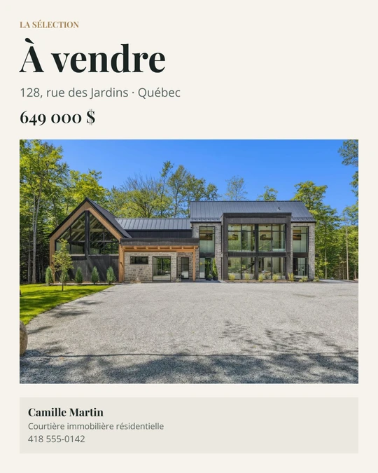 Publication Listor À vendre, 128 rue des Jardins, 649 000 $, Camille Martin