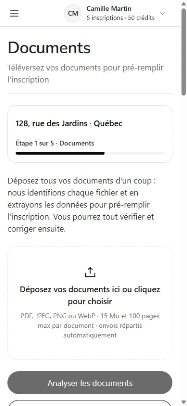 Téléversement des documents dans Listor